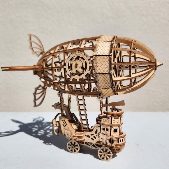 Wooden Airship Hot Air Balloon Model Bookshelf Desk Decor Steampunk Retro Steam - Picture 7 of 16